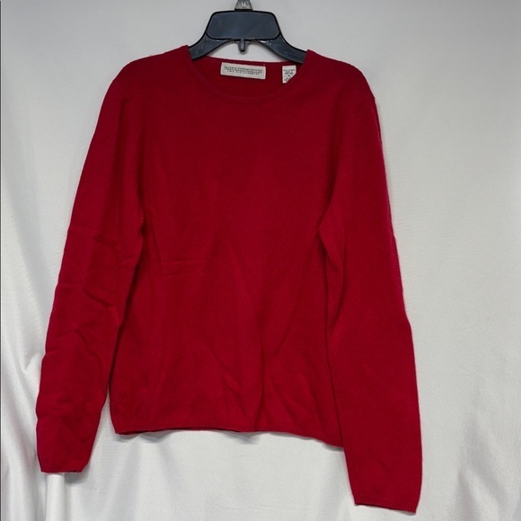 Valerie Stevens Vibrant Red 2 Ply Cashmere Long Sleeve Sweater Pl